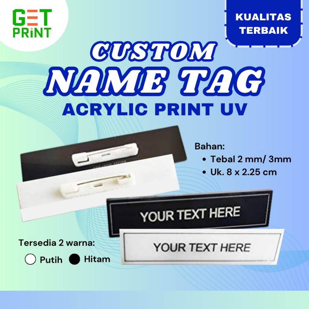 

CUSTOM UV PRINT NAMETAR AKRILIK/PAPAN NAMA DADA