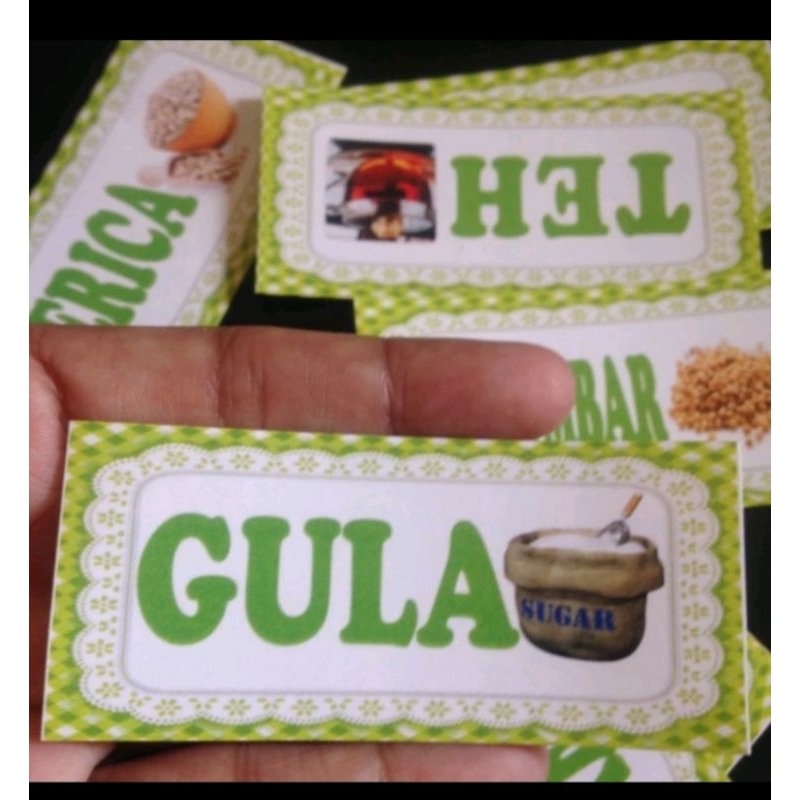 

Stiker Bumbu hijau bisa request tulisan minimal beli 8 pcs