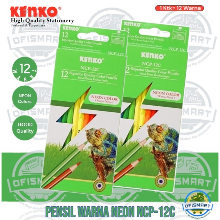 

Kenko Pensil Panjang 12 Warna Neon Color NCP-12C | @1Set=12W