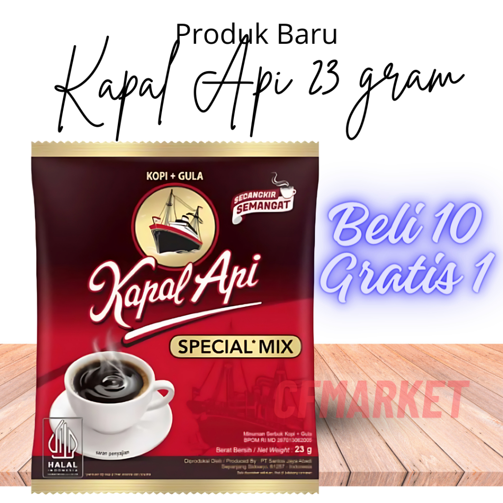 

KOPI KAPAL API SPECIAL MIX 23 GRAM KEMASAN 10 PCS GRATIS 1 PCS (CFMARKET)