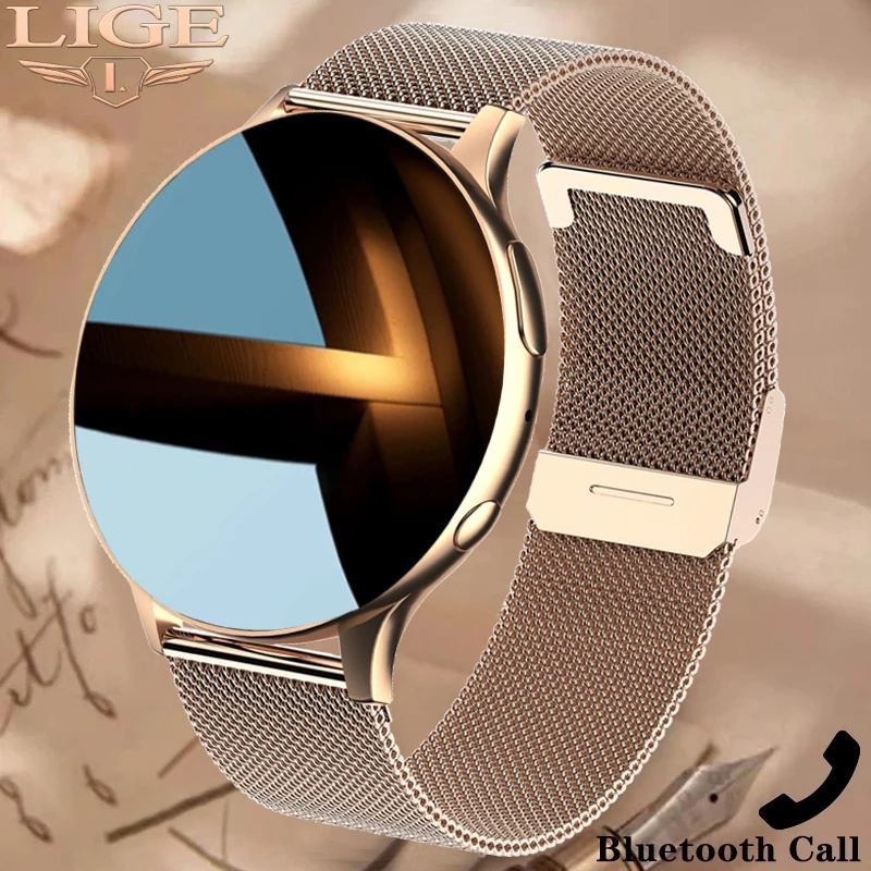 LIGE Jam Tangan Pintar Pria Wanita Panggilan Bluetooth Jam Tangan Smartwatch Bulat Gelang Kebugaran 
