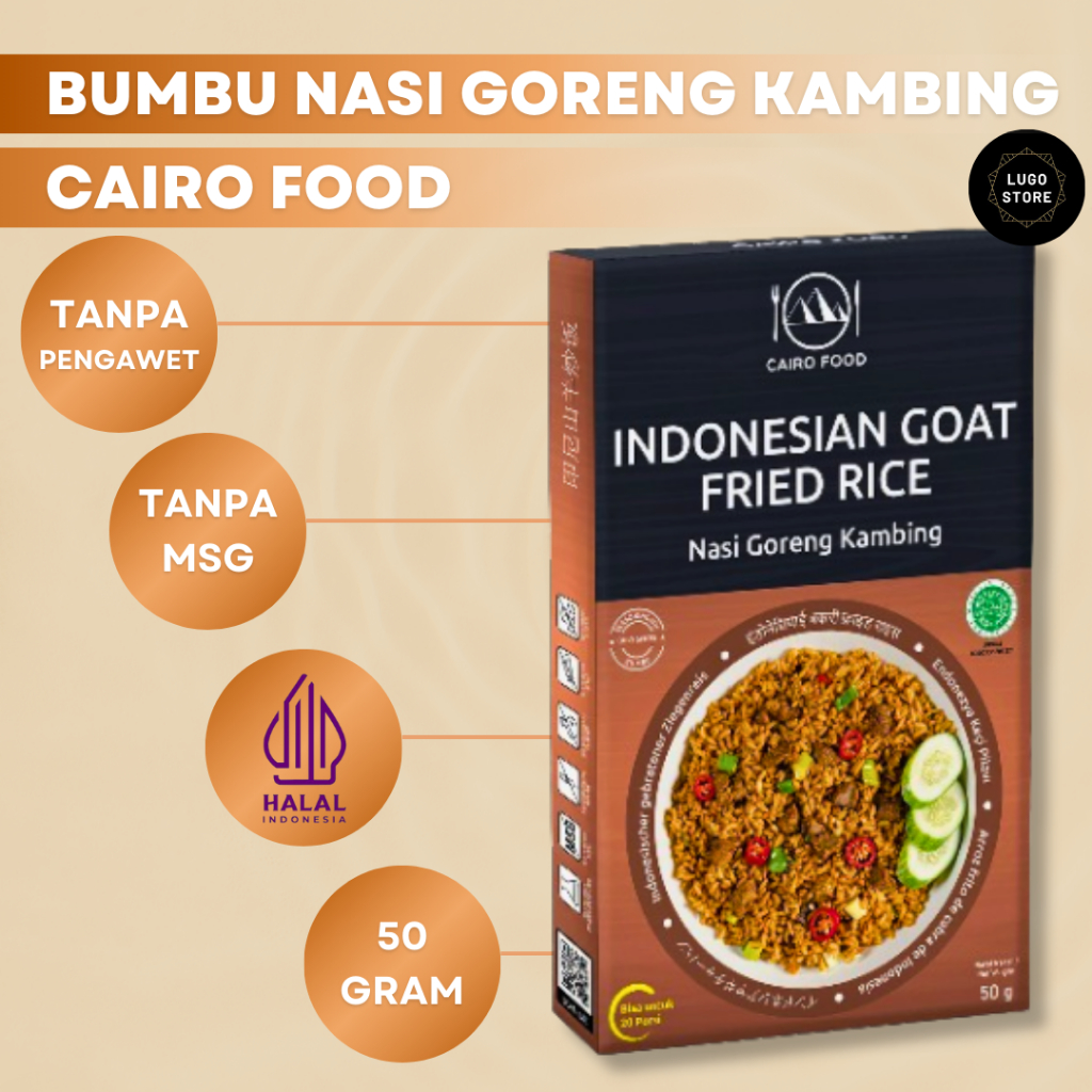 

Cairo Food Bumbu Nasi Goreng Kambing Instan Indonesian Goad Fried Rice Powder Instant 50gr