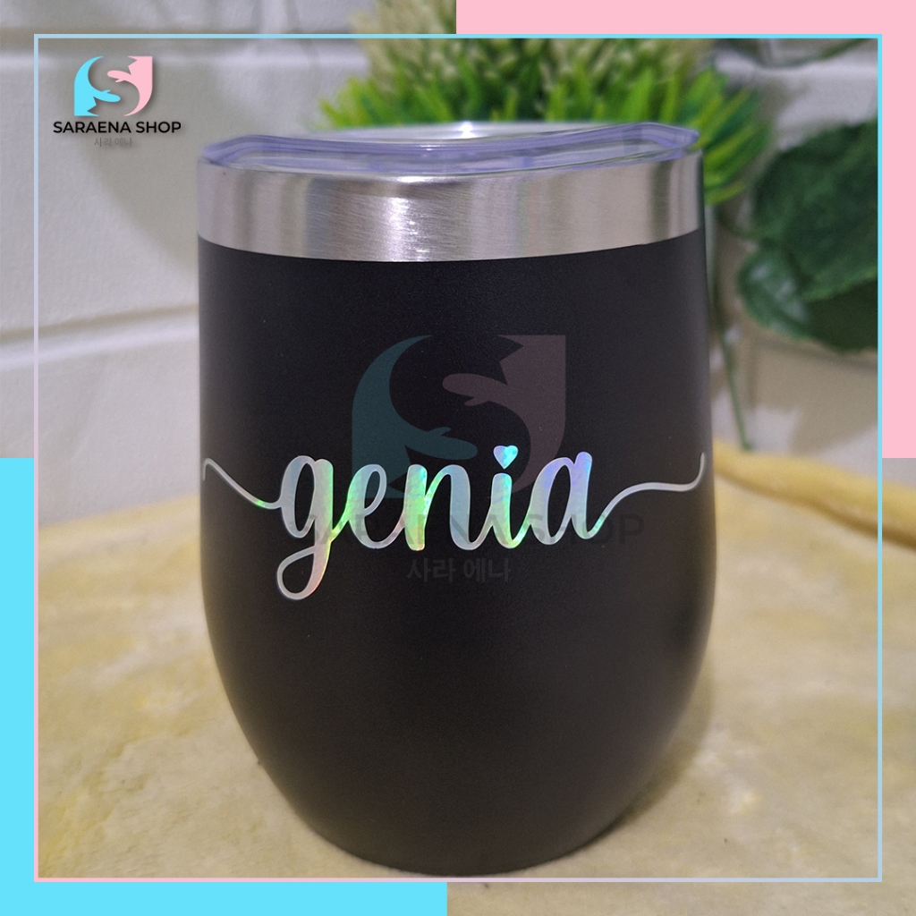 Mug Coffee Stainless / Gelas Kopi CUSTOM Tulisan Hologram