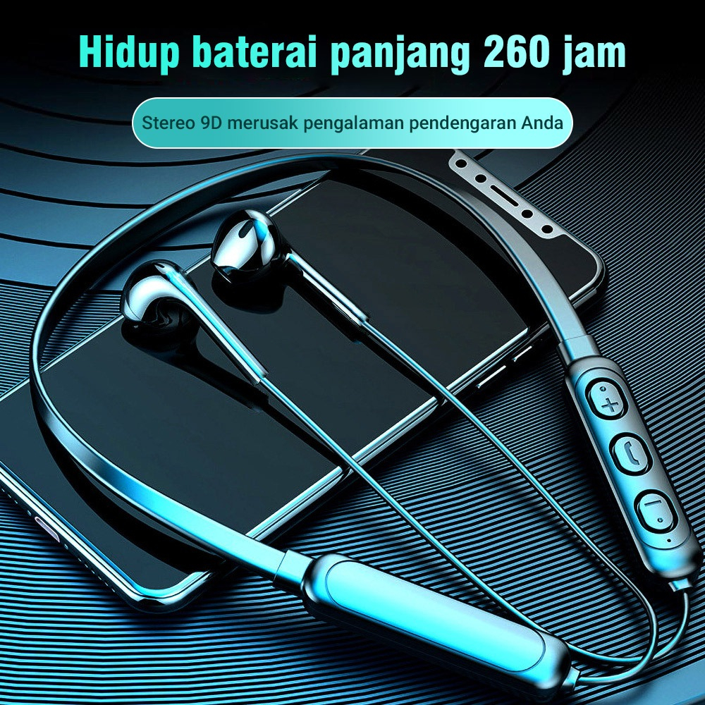 Neckband Sport Headset Bluetooth Bass Stereo Mic  Waterproof Headphone Sports TWS Neck Headset Bluet