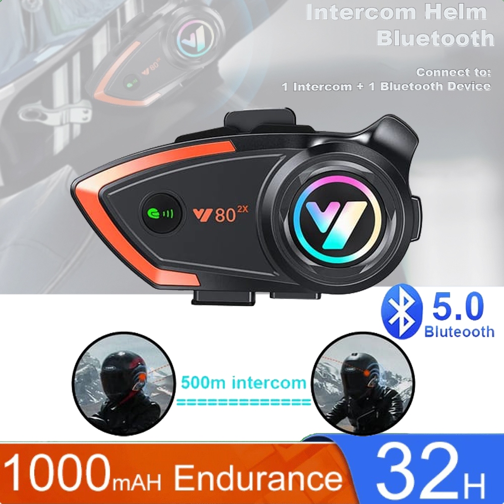 Intercom HandsFree Helm Bluetooth 5.3 Call Music IP67 Interkom Headset Helm Sepeda Motor Waterproof
