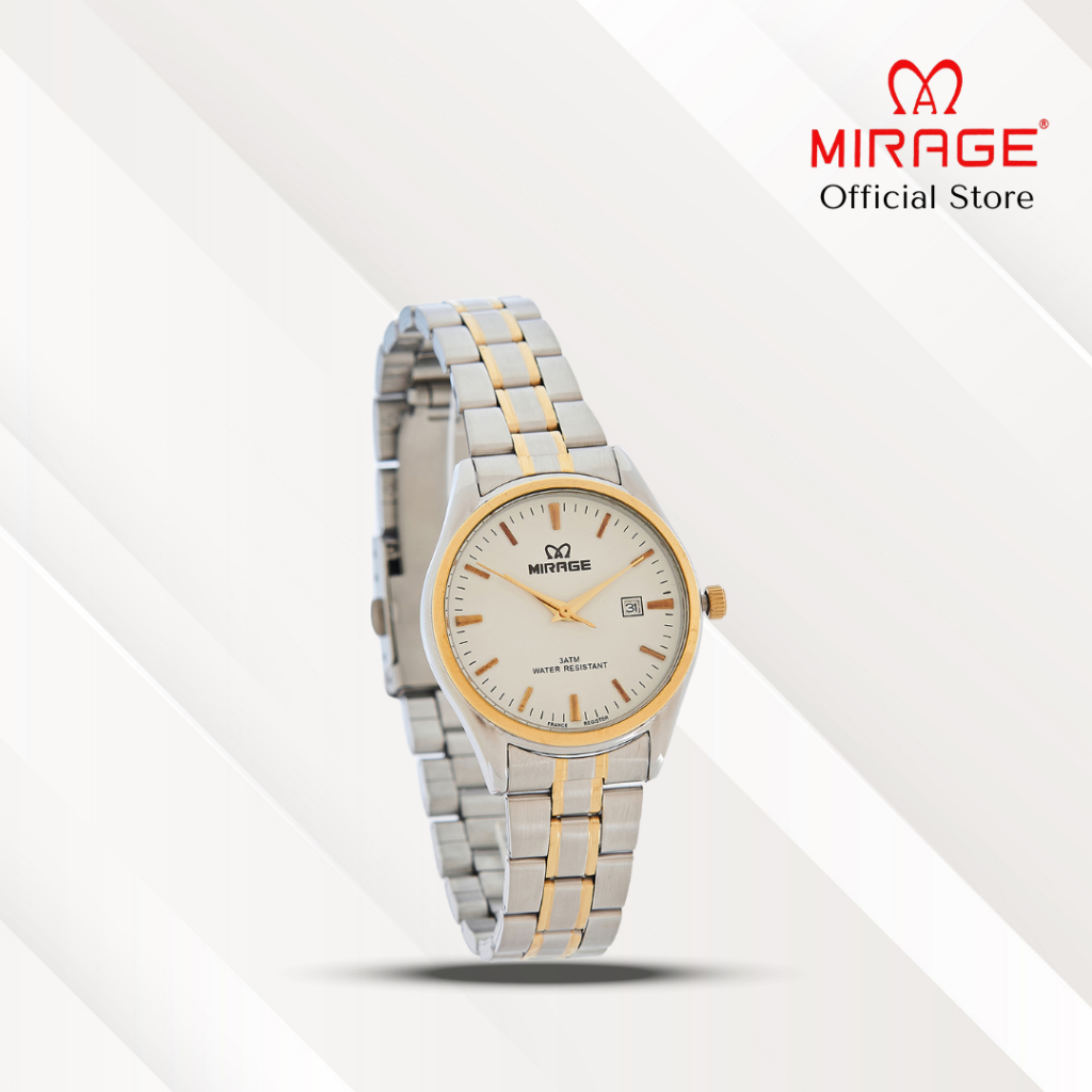 Mirage Jam Tangan Wanita Analog 8708 L Silver Gold Original Stainless
