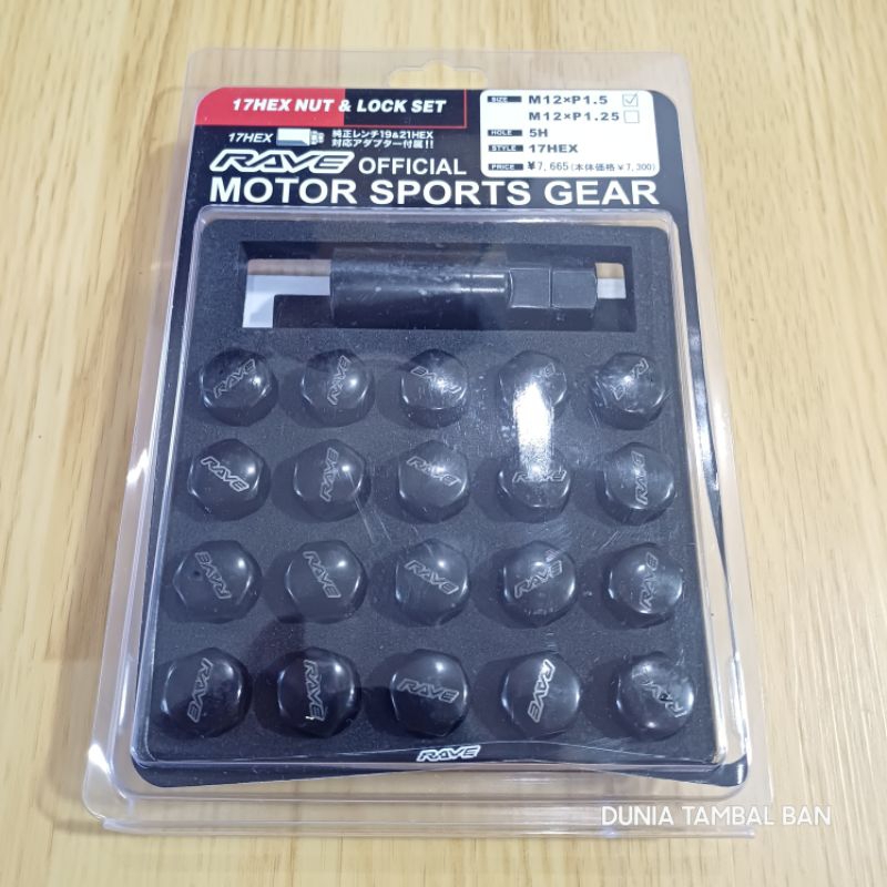 Mur Roda Variasi Racing / Mur Roda Universal / Mur 12x1.5 RAVE BLACK