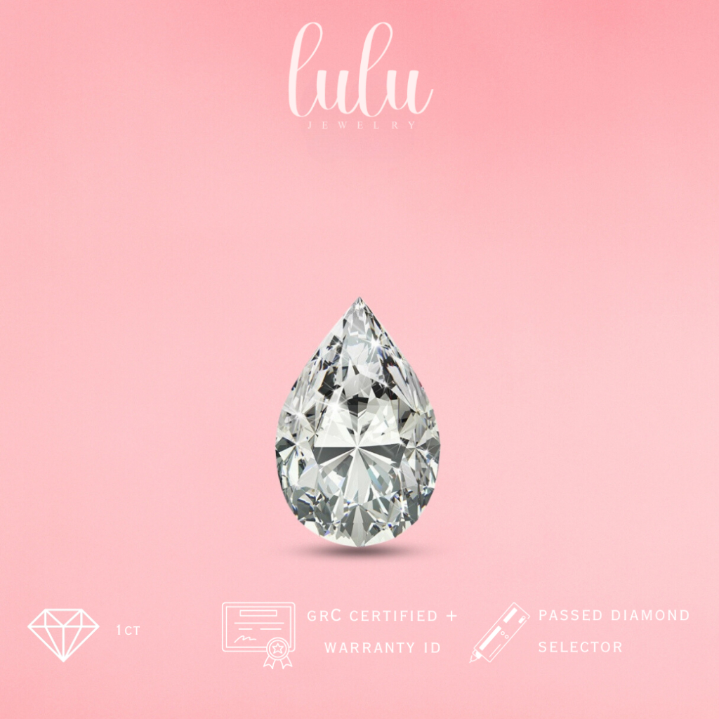 Lulu Moissanite Jewelry Pear Cut Gemstone 1CT Sertifikat GRA