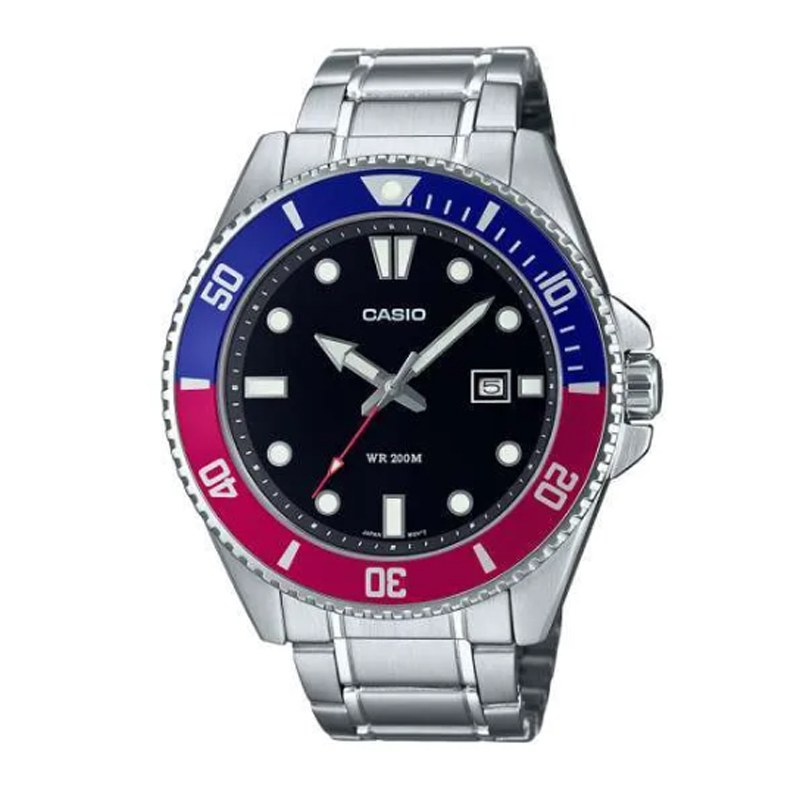 Casio MDV-107D-1A3VDF Jam Tangan Pria Steel Red Blue
