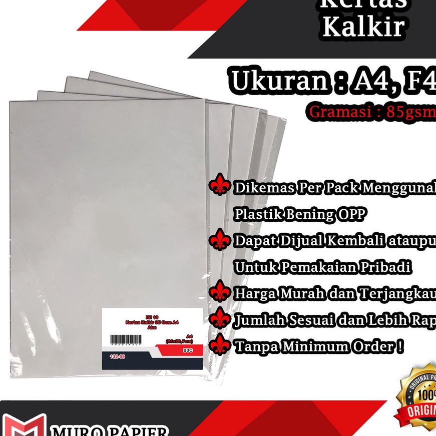 

KF7 PER PAK ISI 1 Kertas Kalkir 85 gsm F4 A4 by Muro Papier