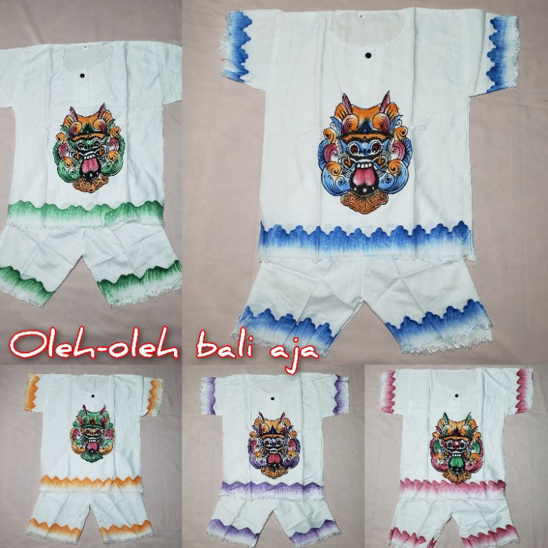 SETELAN BAJU BARONG ANAK WARNA PUTIH LUKIS SIZE S M L XL BAJU BARONG BALI ANAK BAHAN RAYON ADEM