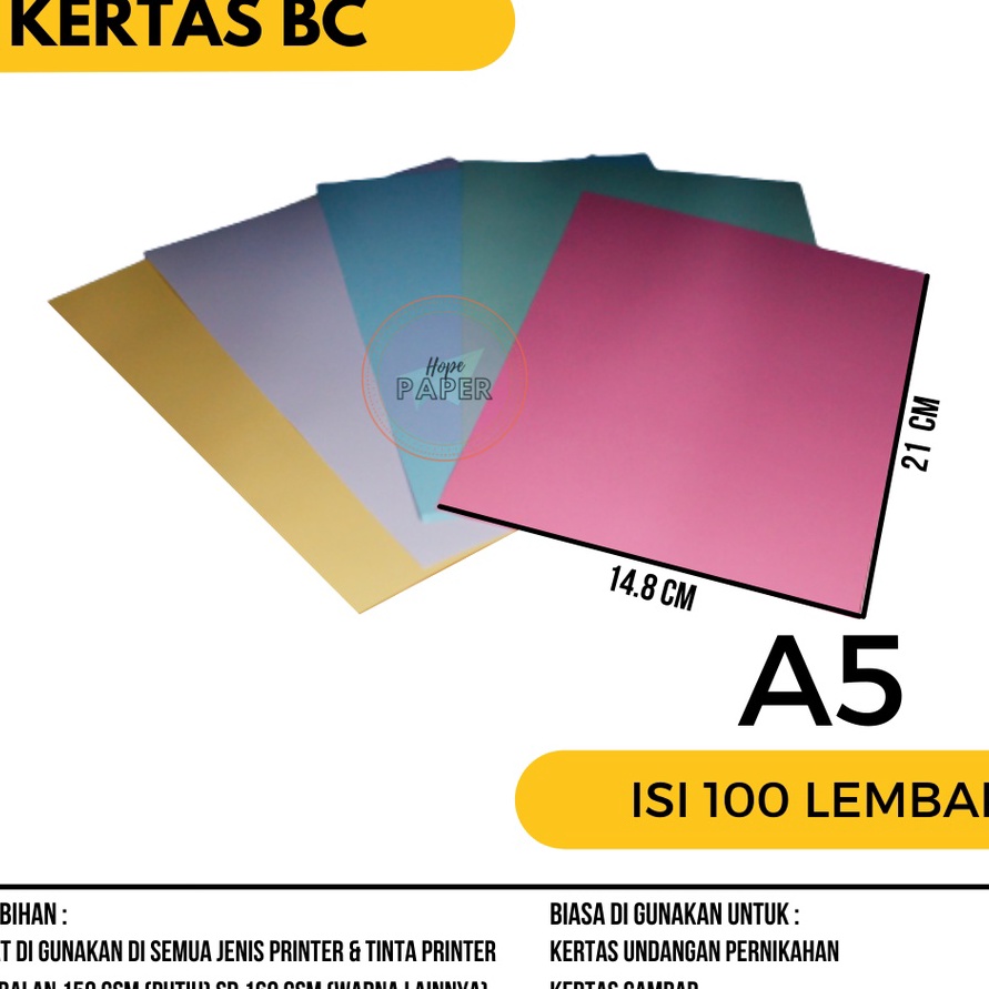 

Bonus Kertas BC A5 16 gsm isi 1 lembar Kertas Brief Card 16 gsm A5