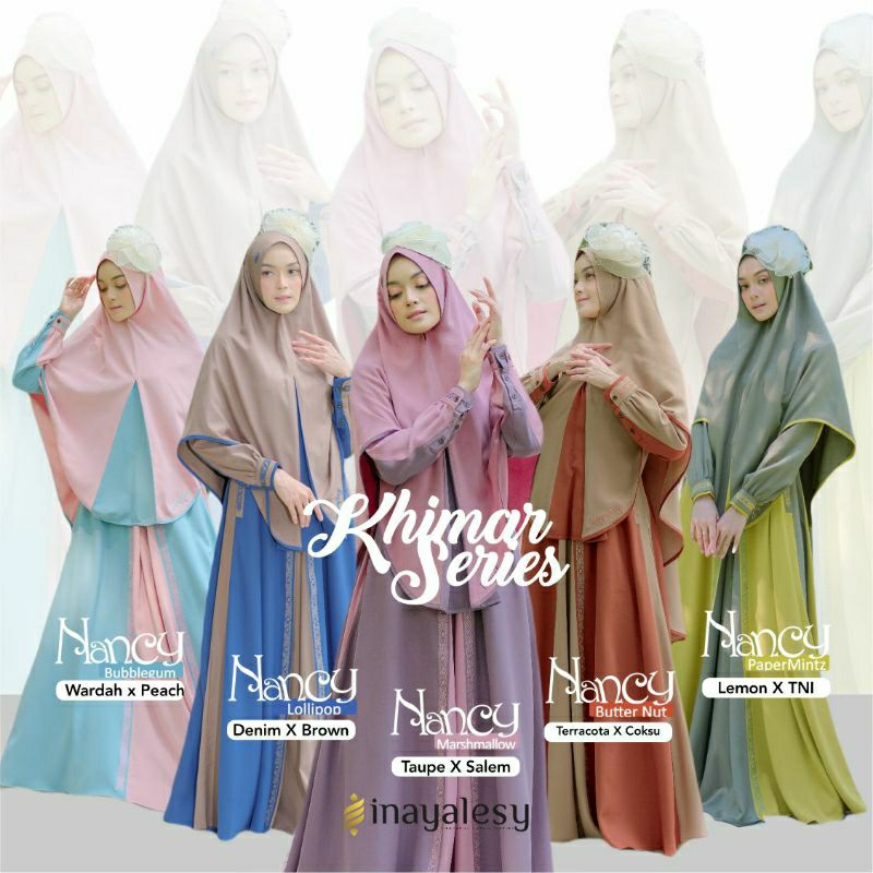 Inayalesy Nancy Mom Set Khimar Pasmina Kids Girl Anak Dress Gamis Bubblegum Lollipop Marshmallow But