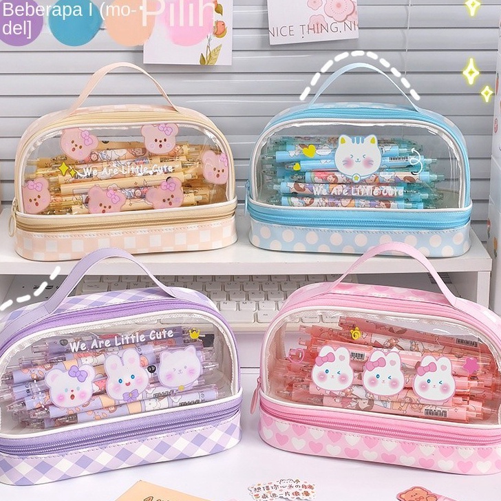 

Beli Sekarang Tas pensil transparan berkapasitas besar ganda untuk anak perempuan siswa sekolah dasar siswa sekolah menengah pertama tempat pensil bernilai tinggi tas pensil wanita tas pensil lucu