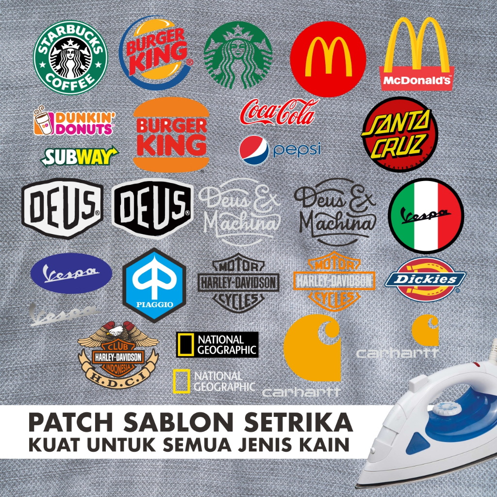 STIKER SABLON BAJU Logo Setrika | cetak DTF Sablon iron patch setrika kaos SUBWAY NATGEO | LOGO harl