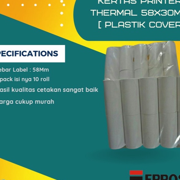 

Murah TERMURAH Kertas Thermal 58X3mm Plastick Cover