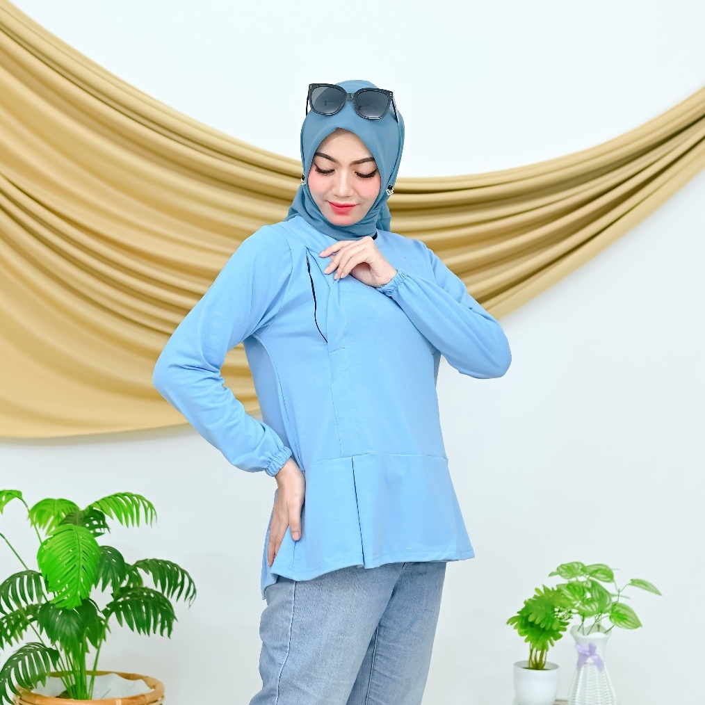 KODE M49N Kaos busui lengan panjang bukaan samping resleting  kaos busui friendly lengan panjang  ka