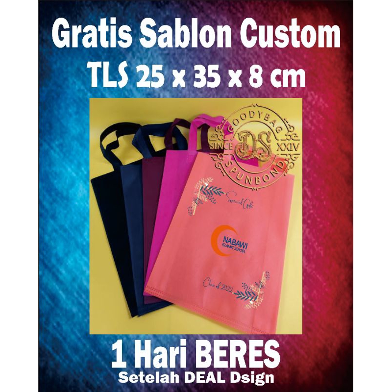 tas sablon 25x35x10 cm tas spunbond goodiebag tas kain kantong spunbond seminar goodie bag haol
