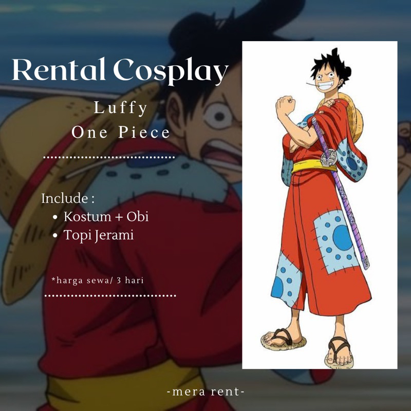 Rental Kostum cosplay Luffy Wano One Piece