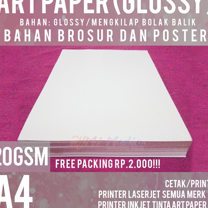 

HJ6 Art Paper 12 gsm A4 isi 1 Lembar Kertas Bahan Brosur Mengkilap Glossy 12 gram