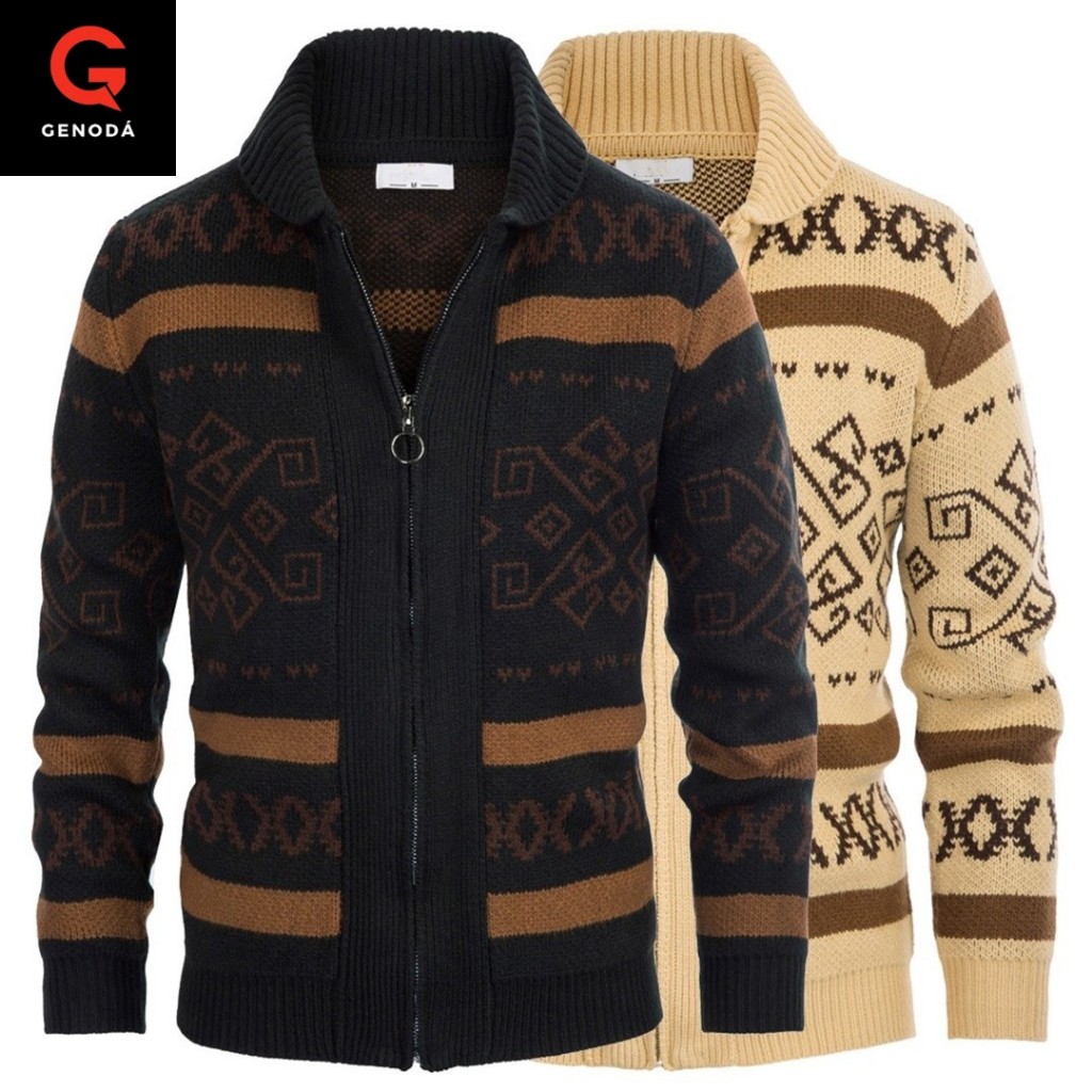 Rajut Pria Jaket Bahan Rajutan Knit Tebal Premium Quality Motif Keren Jacket Cowok Knitted Terbaru 2