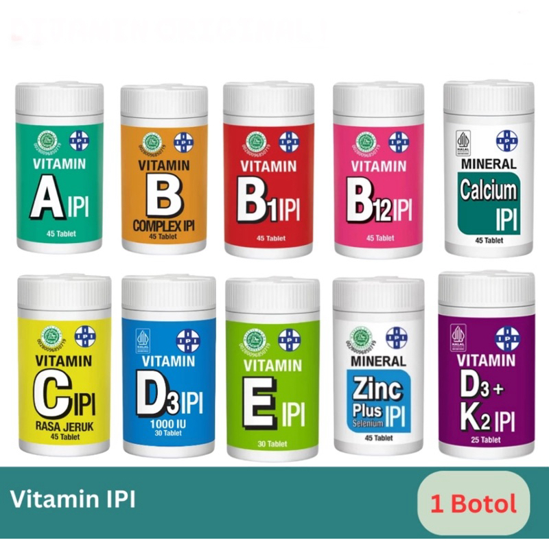 Vitamin A IPI, Vitamin B1 IPI, Vitamin B12 IPI, Vitamin B Complex IPI, Calcium IPI, Vitamin D3 IPI, 