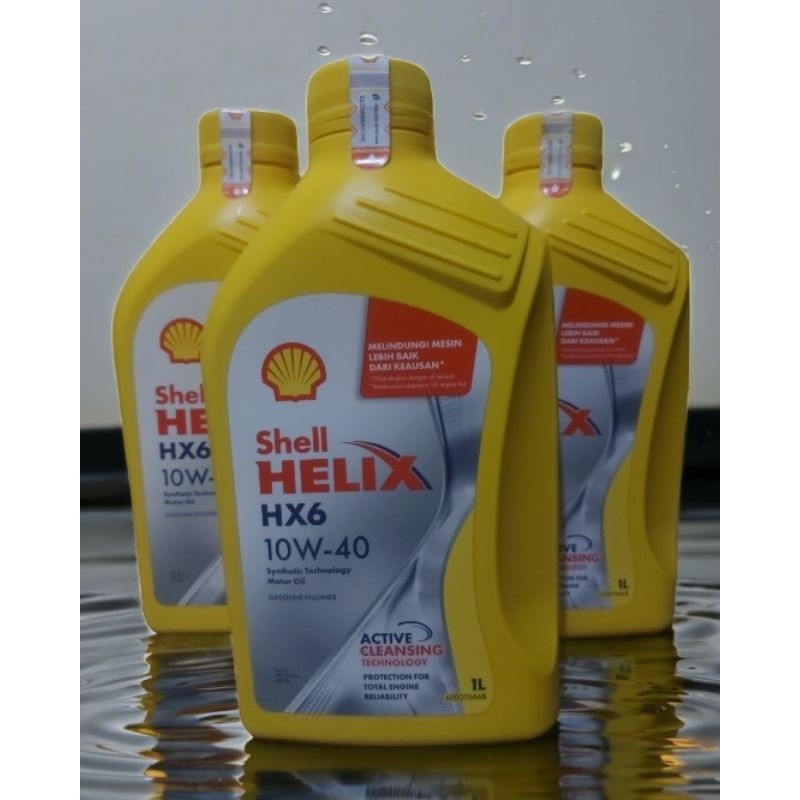 BARCODE Oli Mesin Shell Helix HX6 SAE 10W40 1 liter SCAN BENSIN Diesel Paket 3 Liter