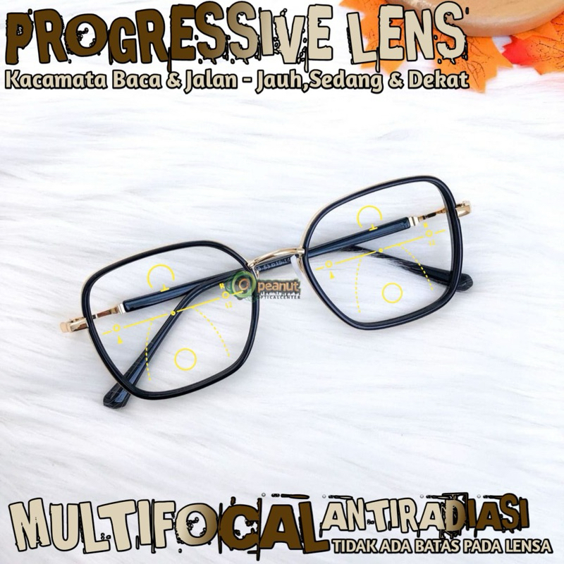 Kacamata Progresif Antiradiasi (2109 Trendy) Wanita | Kacamata Baca dan jalan | Kacamata Baca Plus W