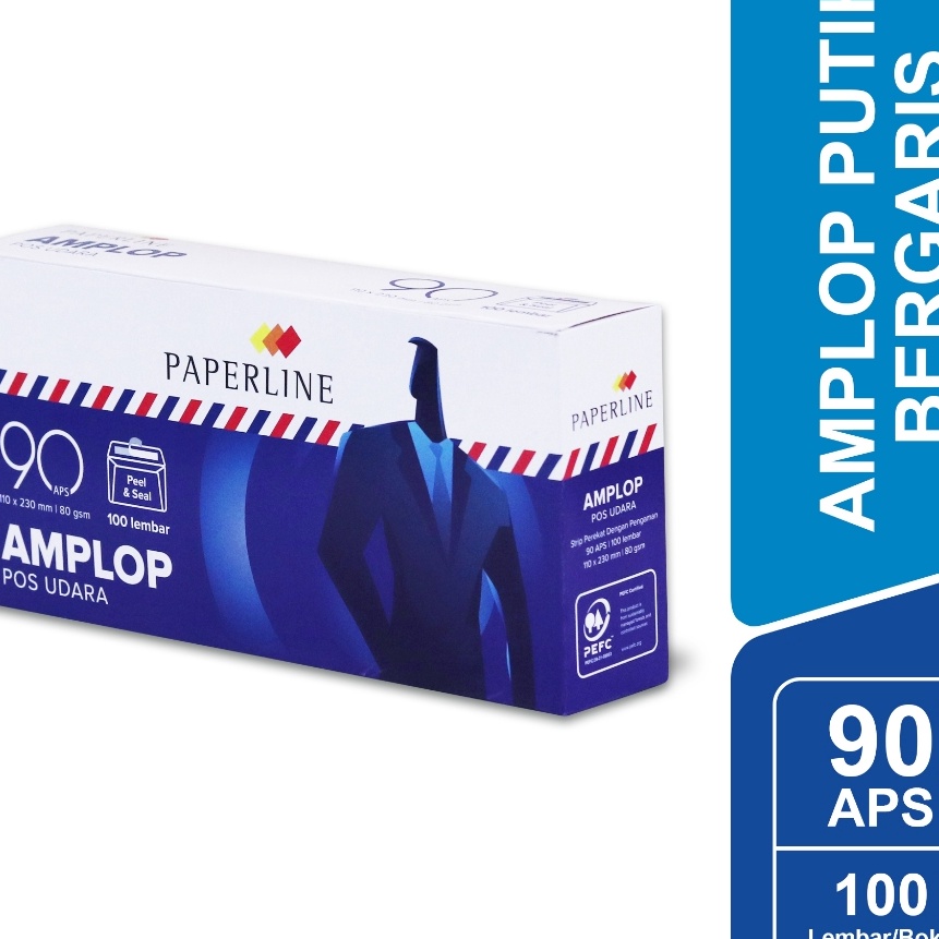 

KF7 Paperline Amplop Putih Airmail 9 APS Bergaris Merah Biru PPL EV 9 APS