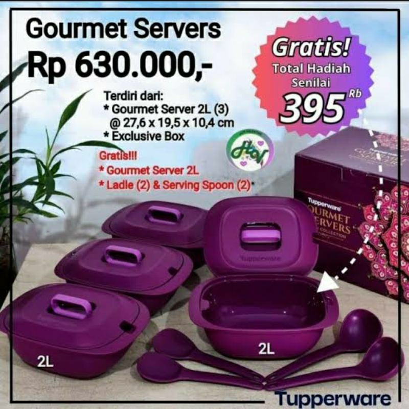 SALE  GOURMET SET PIRING SAJI TUPPERWARE - TEMPAT SAYUR LAUK PAUK - PREMIUM KUALITAS