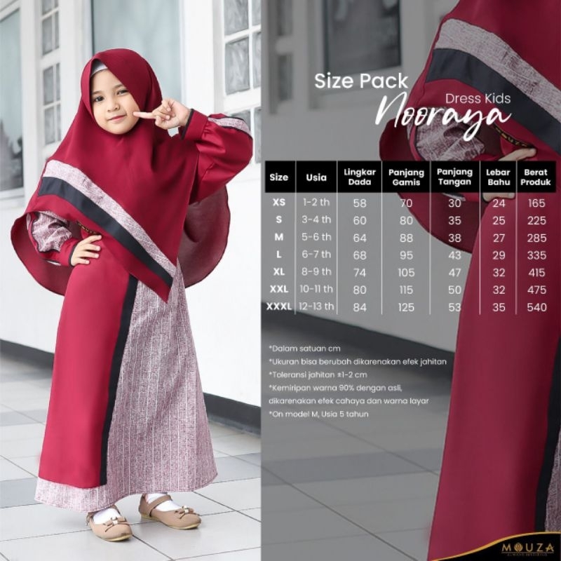 MOUZA GAMIS ANAK NOORAYA DRESS KIDS SET