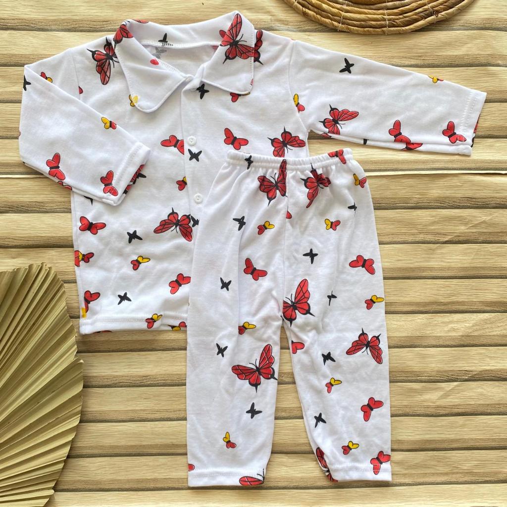 Piyama Bayi perempuan Lengan Panjang Kancing depan Baju Bayi Perempuan Usia 3-12 bulan jaya baby&kid