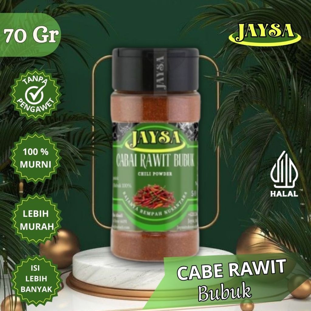 

JAYSA - Bumbu Dapur Murah / Cabai Rawit Bubuk 70 gr / Cabe Pedas Halus / Cabe Bubuk Murni / Cayenne Powder / Cabai Bubuk Ekstra Pedas / Chili Powder Extra Hot / Cayenne Bubuk / Red Cayene Powder / Bumbu Instan / Bumbu Masak / Bumbu Murah