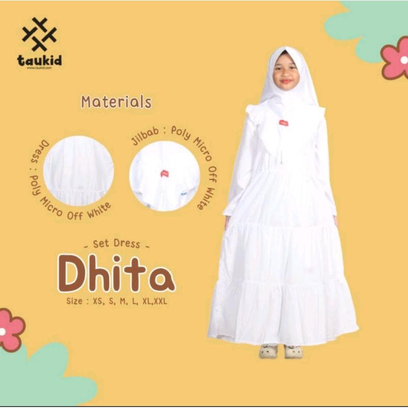 setelan gamis putih anak perempuan DHITA by taukid