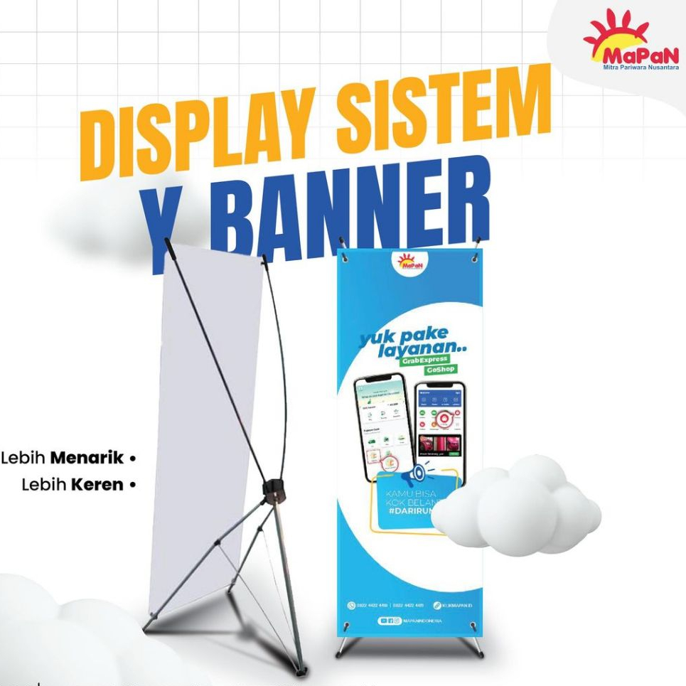 Stand Display Y Banner Fiber Hitam Uk 60x160 cm