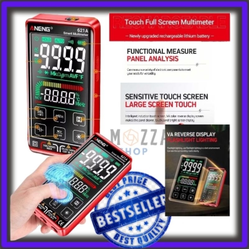 Multitester Digital Aneng 621A Smart Digital Multimeter Tester Transistor Touch Screen