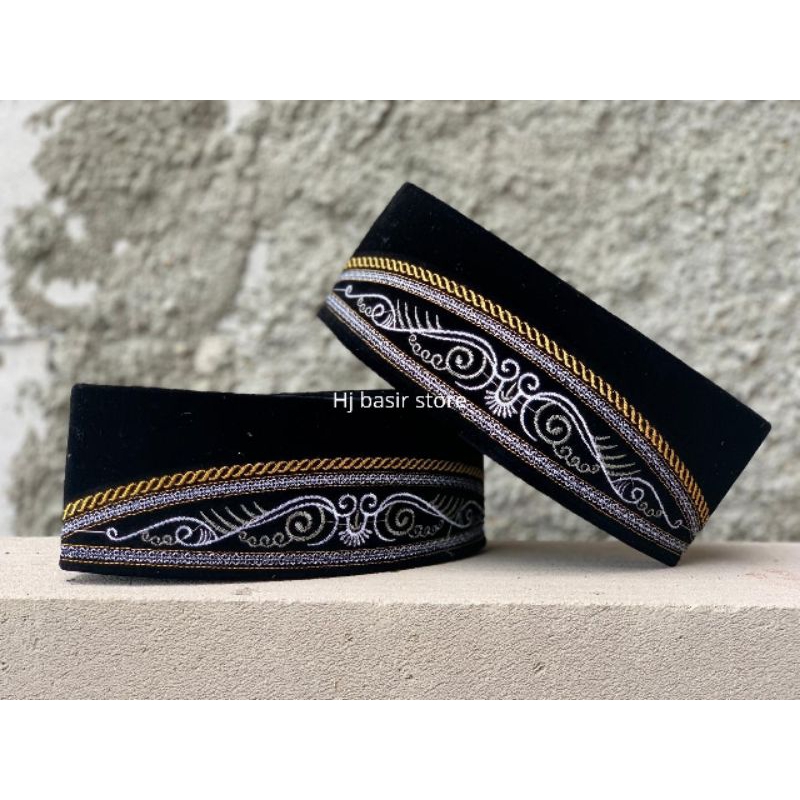 peci songkok hitam bordir, peci kopiah hitam bordir