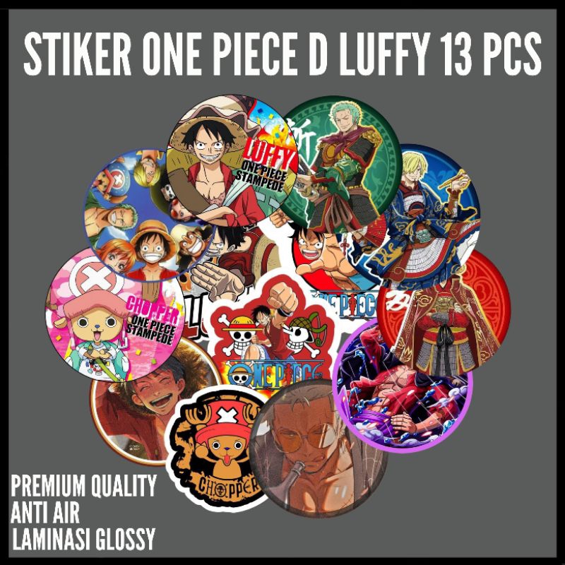

Stiker Logo One Piece 13 Pcs Cutting Premium | Stiker Anime D luffy One Piece | Stiker Helm Laptop Casing Hp