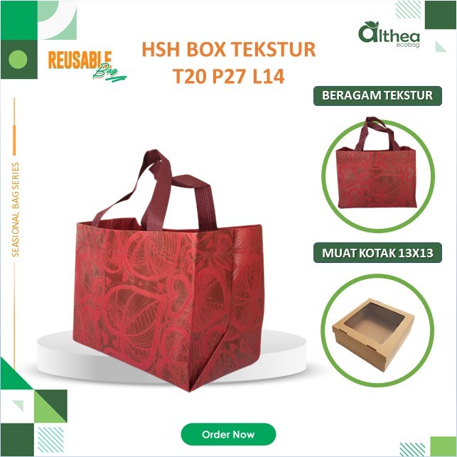 

ALTHEA Tas Hajatan Tas Kotak Nasi | Tas Besek Spunbond | Tas Hantaran Tas Souvenir Tas Spunbond Texture 20x27x14