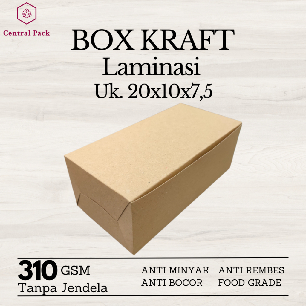 

Lunch Box Paper Dus Roti Bakar Donat Kraft Tanpa Laminasi Jendela 20x10x7,5