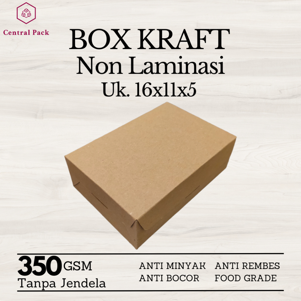 

Dus Kue Brownies Box Kraft Tanpa Jendela 16x11x5