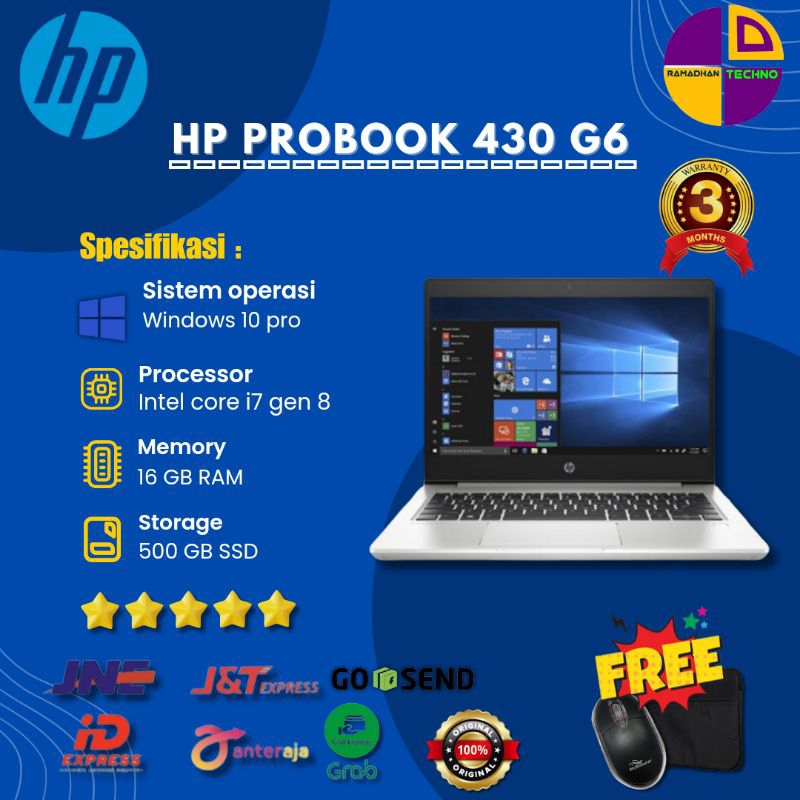 Laptop HP Probook 430 G6 Core i7 Gen 8 / Ram 16Gb Ssd 500Gb Scond Berkualitas