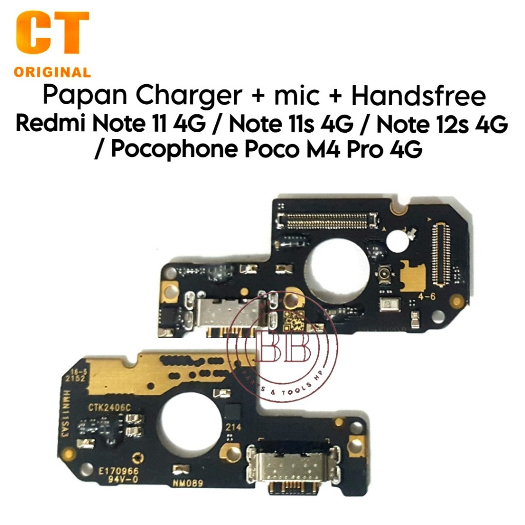 Papan Konektor PCB Charger Mic + Handsfree Xiaomi Redmi Note 11 4G / Note 11s 4G / Note 12s 4G / Poc