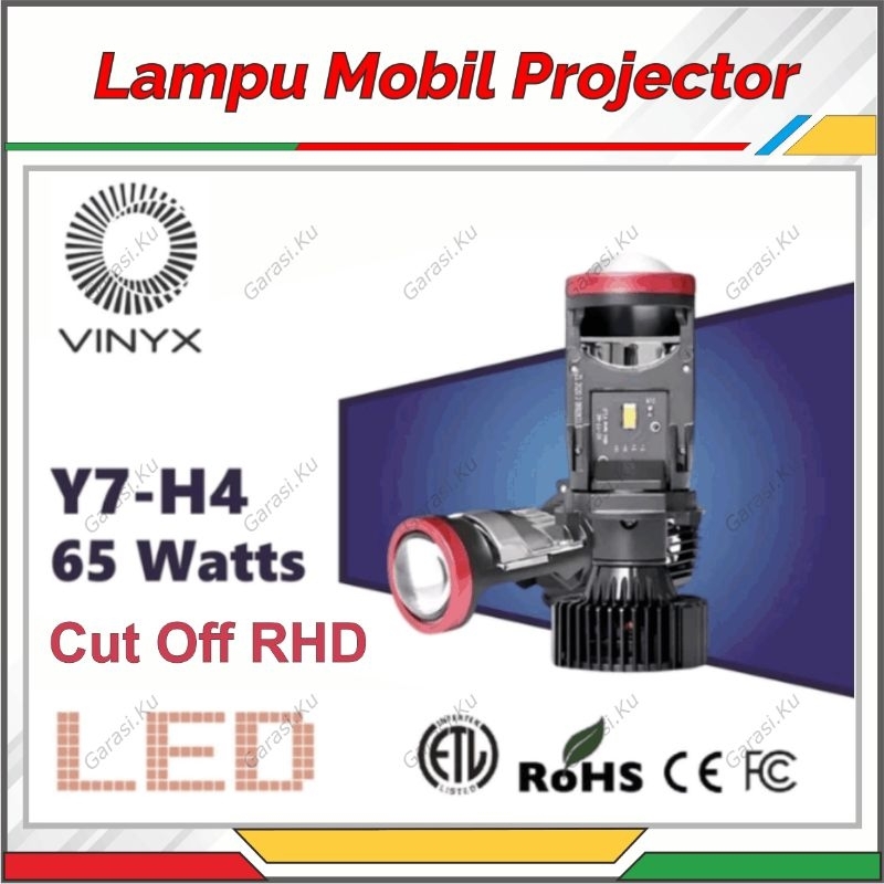 Y7 H4 VINYX MINI PROJIE LENSA LAMPU UTAMA RASA BILED KAKI 4 MOBIL MOTOR 65 WATT ORIGINAL SUPER TERAN