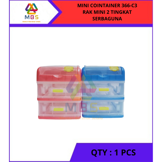 RAK LACI DRAWER CONTAINER PLASTIK MINI 2 SUSUN SERBAGUNA GRACE SHINPO 366-C3 SIZE 19 X 13 X 16 CM