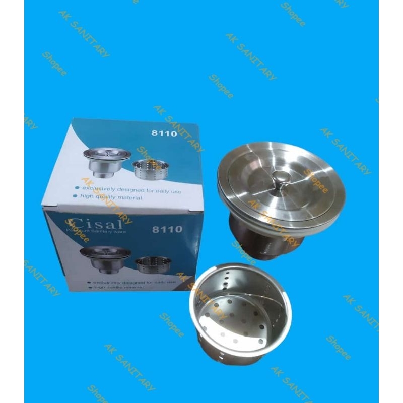 Afur Keranjang Full Stainless CISAL - Saringan Bak Cuci Piring 4" inch