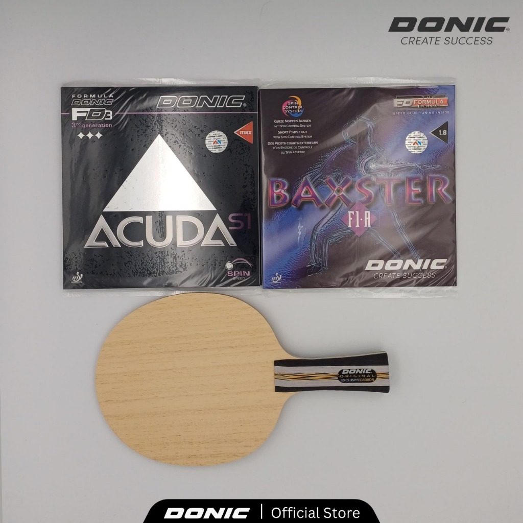 DONIC - Bat tenis meja Donic Original carbon plus rubber set bintik serang