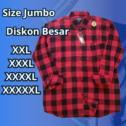 Kemeja flanel pria Jumbo XXL,XXXL,XXXXL,XXXXXL