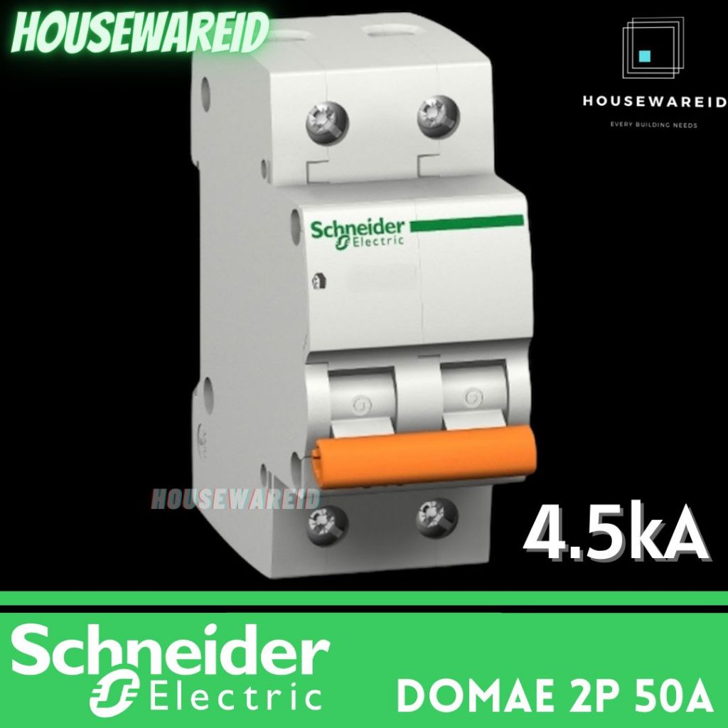 MCB 2p 50a Schneider Domae / MCB Schneider 2 Phase 50 Ampere Domae DOM11237SNI 4.5kA Original