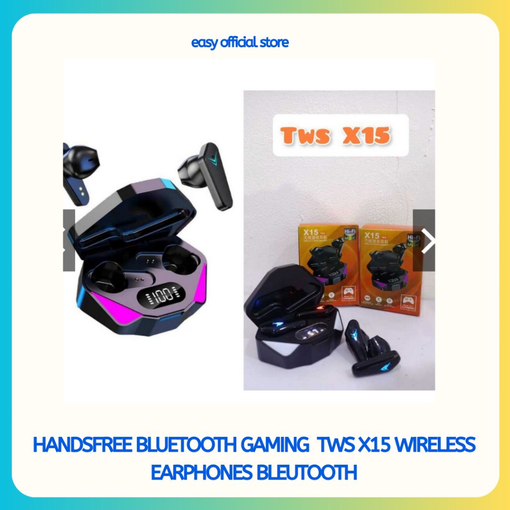 HEADSET BLUETOOTH GAMING  TWS X15 WIRELESS EARPHONES BLEUTOOTH / TWS GAMING KEREN X15